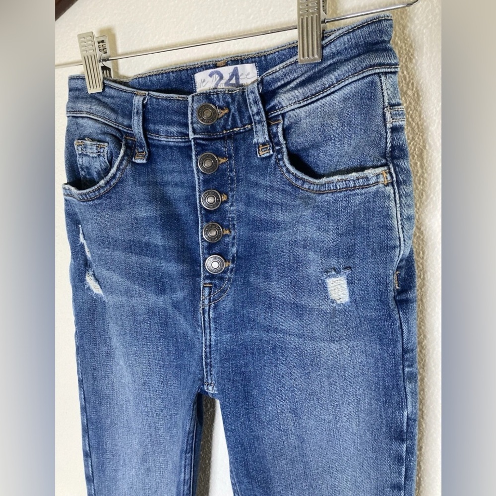 Free People We The Free Skinny Jeans Womens 24 Blue High Rise Button Fly - Picture 2 of 10